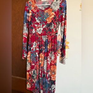 TwentyTen Floral Long Sleeve Midi Dress – Size Medium